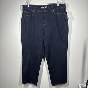 New w Tags Lands End Repreve Women's Jeans 20w Dark Wash Recycled Boot Cut